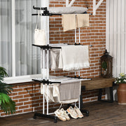 4 Tier Foldable Clothes Drying Rack With Wheels For Indoor Or Outdoor Use, Black
