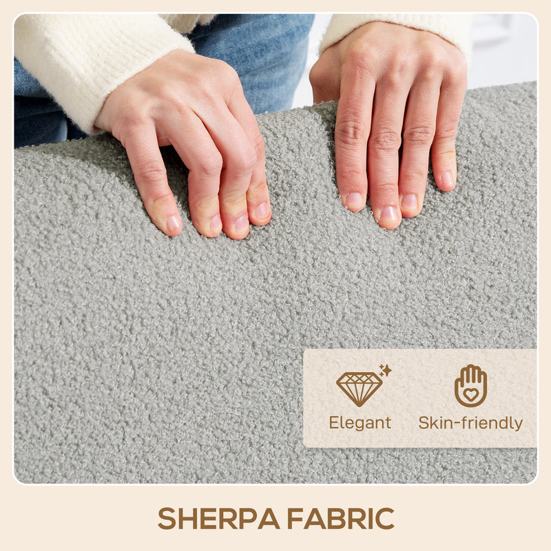 Light Grey 2 Seater Sofa Settee with Soft Sherpa Fleece Fabric Upholstered