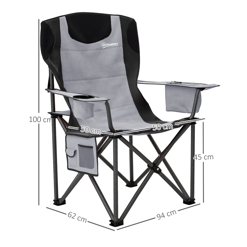 Folding Camping Chairs Set of 2 with Padded Seat and Headrest for Outdoor Comfort Grey