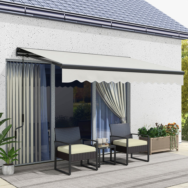 Light Grey 2.5 x 3.5m Electric Garden Awning With Remote and Durable Aluminium Frame
