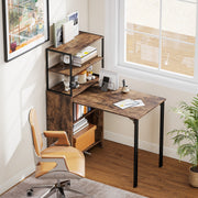 Bookcase With Fold Out Desk For Small Spaces, Hidden Storage, 105W x 60D x 127H cm