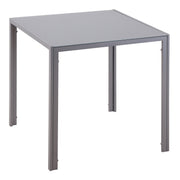 Grey Glass Top Square Dining Table for 2 to 4 People with Metal Legs for Dining Room