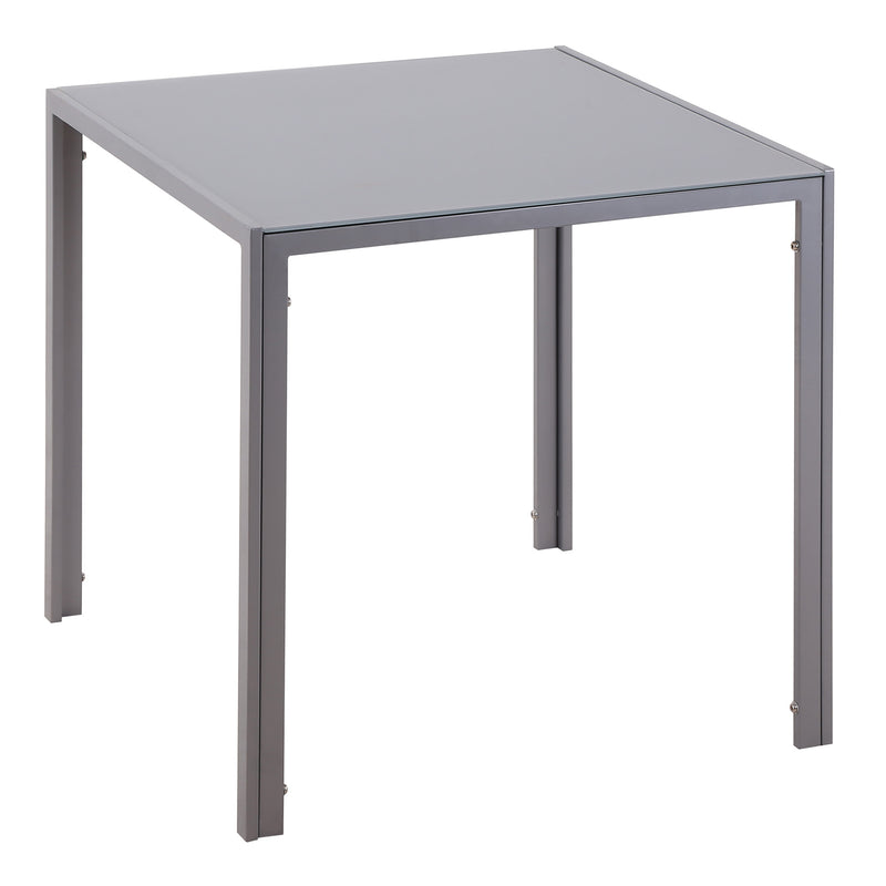 Grey Glass Top Square Dining Table for 2 to 4 People with Metal Legs for Dining Room