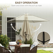 Beige Square Garden Parasol with Contrast Piping 215cm for Patio or Outdoor Shade