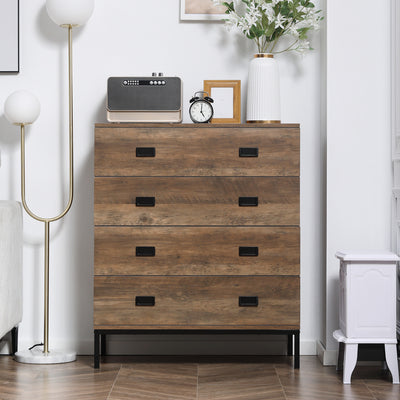 4 Drawer Storage Chest with Sturdy Metal Frame for Bedroom or Lounge Organisation Brown