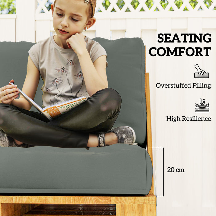 Charcoal Grey 2 Seater Pallet Furniture Cushions 20cm Thick UPF20+ Outdoor Seat Pads by Outsunny