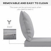 Light Grey Padded Seat and Back Cushion Set for Garden Chairs or Outdoor Benches