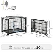 Metal Dog Cage with Locking Door Wheels and Removable Tray for Medium Pets by PawHut