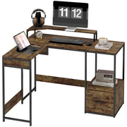 L Shaped Industrial Style Multi Work Desk For Home Office by HOMCOM