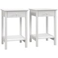 2 White Wooden Bedside Tables with Drawer and Storage Shelf by HOMCOM