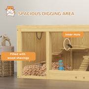 Wooden Hamster Cage with Water Bottle Platforms Openable Roof Sliding Tray and Seesaws by PawHut
