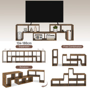 Rustic Brown TV Stand for TVs up to 75 Inches with Storage Shelves Extendable Design by HOMCOM