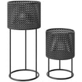 Metal Planter Set of 2 for Indoor or Outdoor Plants with Modern Woven Design Black AOSOM