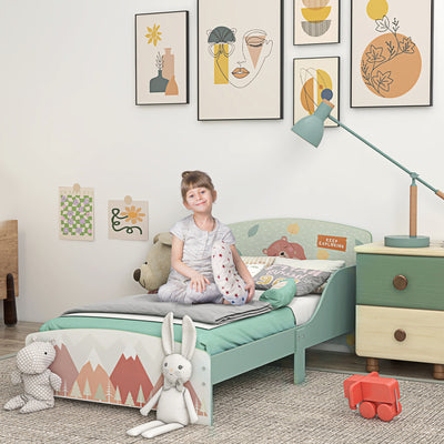 Toddler Bed Frame for Kids Aged 3 to 6 with Low Height Design for Safety Green