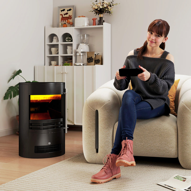 Freestanding Electric Fireplace with Realistic Flame Effect for Instant Living Room Warmth Black