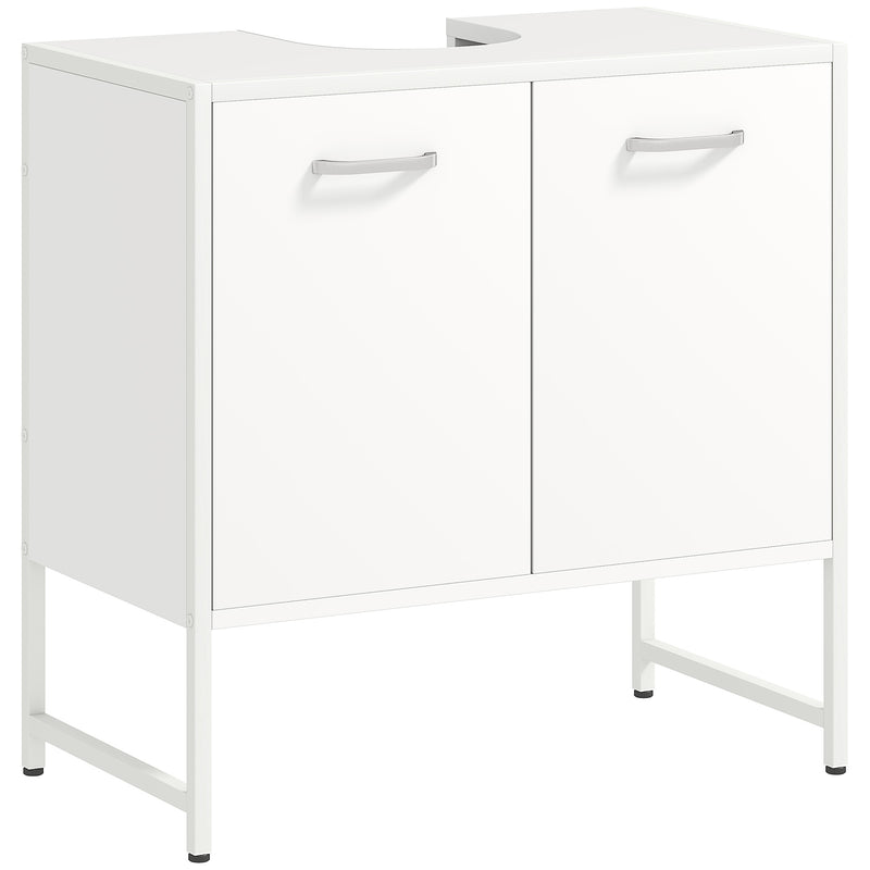 White Under Sink Bathroom Cabinet With Soft Close Doors For Pedestal Or Countertop Basin