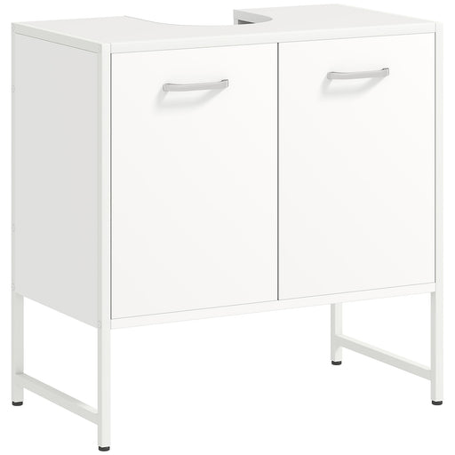 White Under Sink Bathroom Cabinet With Soft Close Doors For Pedestal Or Countertop Basin