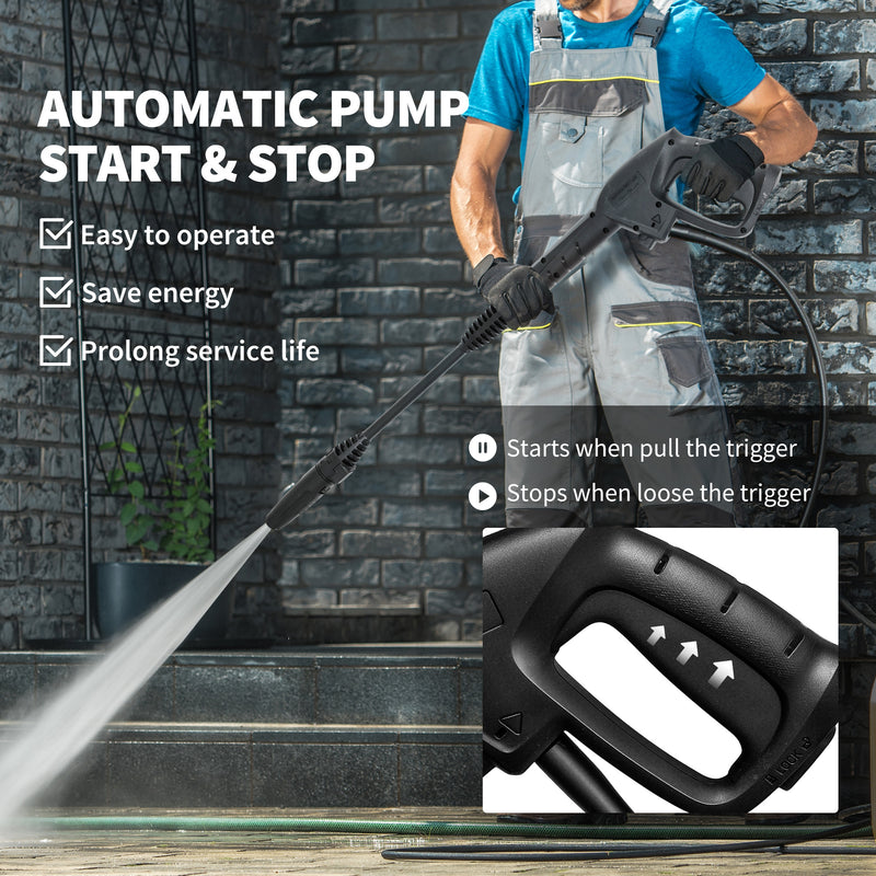 1800W High Pressure Washer 150 Bar With Adjustable Nozzle and 6m Hose by Outsunny AOSOM
