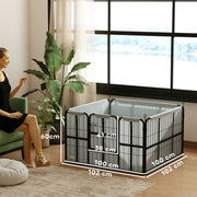 Steel Dog Whelping Box with Washable Pad and Windproof Cloth for Small Medium Dogs by PawHut