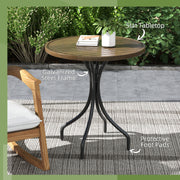 Brown 66cm Galvanised Steel Round Garden Table for Patio and Outdoor Use by Outsunny