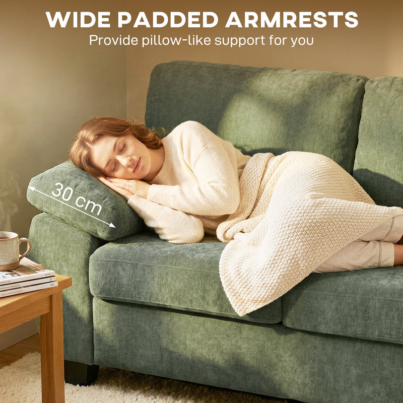 2 Seater Compact Sofa for Small Living Rooms with Thick Cushions and Wide Armrests Dark Green