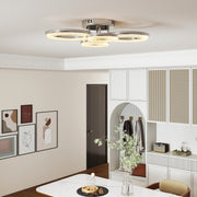 Modern LED Ceiling Light with 4 Ring Design and Adjustable Colour for Living Room Silver Tone AOSOM