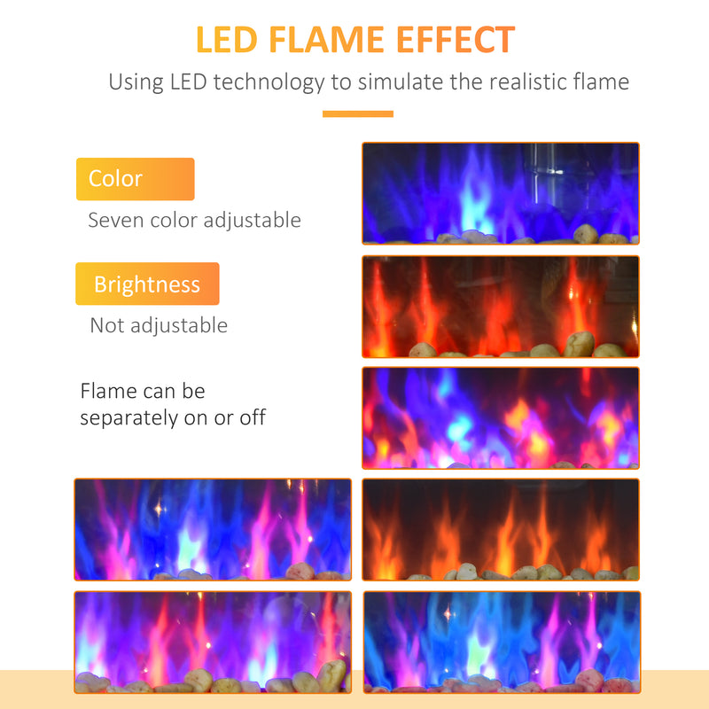 Black LED Wall Mounted Electric Fireplace With Curved Glass For Modern Living Rooms