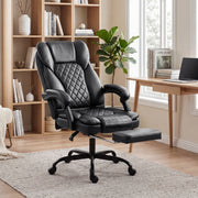 Office Chair with Reclining Back and Footrest for Comfortable Home Working Black Homcom