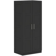 Black Double Panelled Door Wardrobe with Shelves by HOMCOM