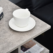 Set of 2 Three Tier Side Tables with Open Shelves for Bedroom or Lounge, Cement Colour