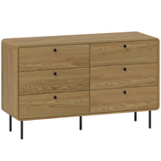 Wooden 6 Drawer Chest of Drawers with Spacious Storage for Bedroom or Living Room Oak
