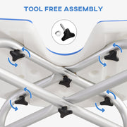 Adjustable Height Padded Shower Stool With U Shaped Seat For Bathroom Comfort, Dark Blue