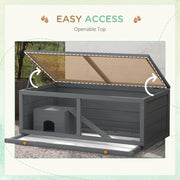Grey Wooden Hamster Cage with Sliding Tray and Openable Top for Syrian Hamsters by PawHut