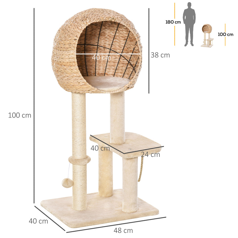 Cat Tree Tower for Indoor Cats with Scratching Posts Toys and Perch, Grey