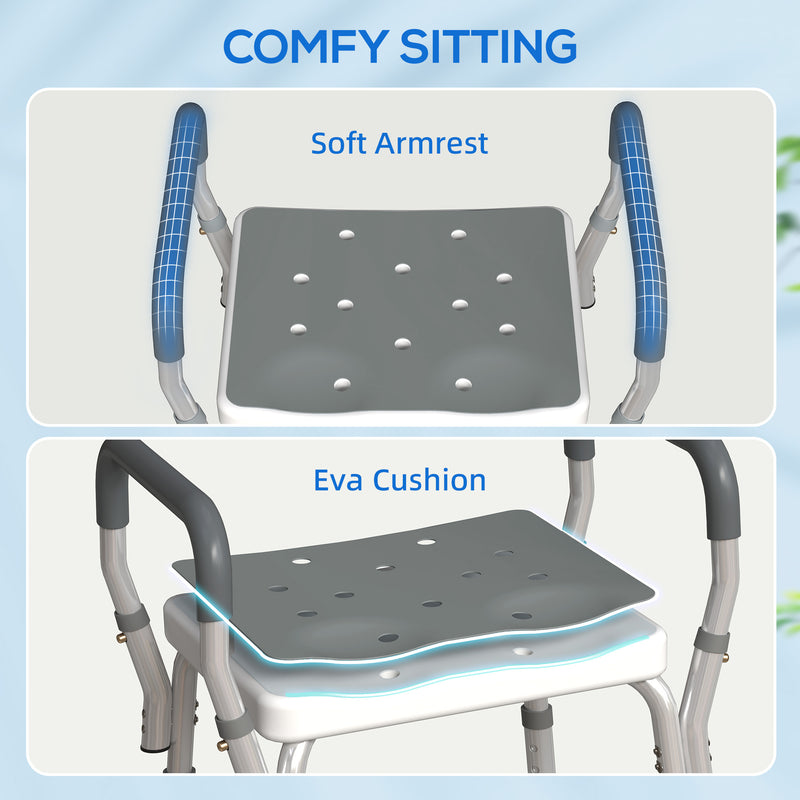 Height Adjustable Aluminium Bath Seat with Sturdy Frame by HOMCOM AOSOM