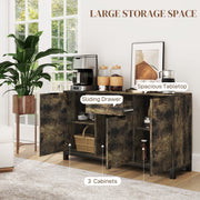 Industrial Sideboard Storage Cabinet with Doors Drawer and Shelves Rustic Brown by HOMCOM