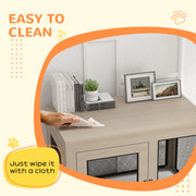 2 in 1 Dog Crate and Side Table with Soft Cushion and Double Doors for Large Dogs, Grey