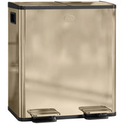 40L Dual Compartment Stainless Steel Recycling Bin with Deodorisers Gold Tone by Homcom