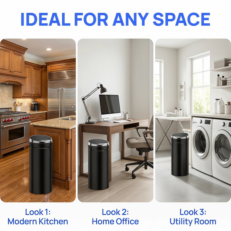 Sensor Kitchen Bin 50L Touch Free with Soft Close Lid for Cleaner Waste Disposal Black Homcom