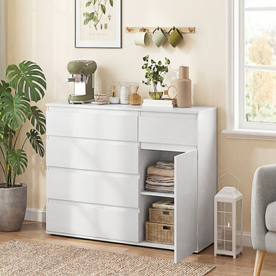 Sideboard with Adjustable Shelf and Soft Close Door for Organised Storage White AOSOM