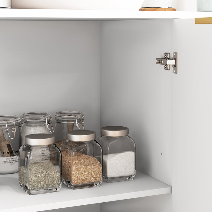 White Sideboard Buffet Cabinet with Adjustable Shelves and Gold Metal Legs for Kitchen or Hallway by HOMCOM