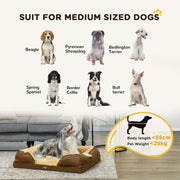 Calming Dog Bed Mattress for Medium Dogs with Removable Cover and Anti Slip Base Brown