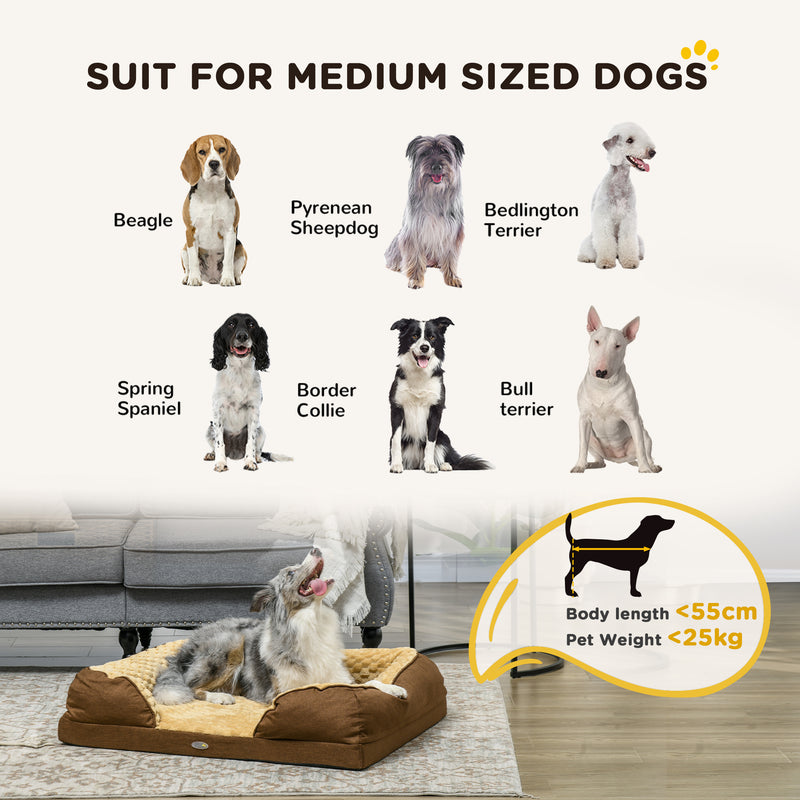 Calming Dog Bed Mattress for Medium Dogs with Removable Cover and Anti Slip Base Brown