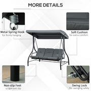 2 in 1 Garden Swing Chair and Hammock Day Bed with Adjustable Canopy Folds Flat for Outdoor Relaxing, Dark Grey Outsunny