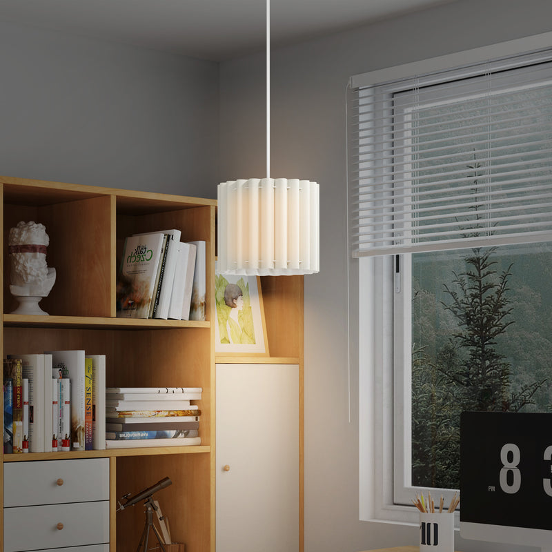 White Linen Wave Pendant Light Shade E27 Ceiling Lamp for Living Room Bedroom by HOMCOM