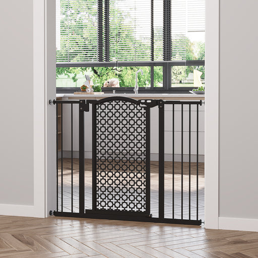 Adjustable Pet Safety Gate with Auto Close and Double Locking for Stairs Black