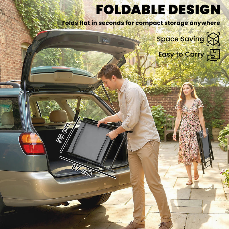 Folding Garden Chairs Set of 4 for Comfortable Outdoor Seating With Breathable Mesh - Supports Up To 120kg Outsunny