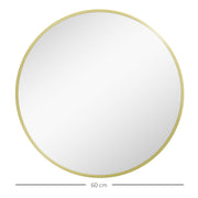 Round Aluminium Frame Bathroom Mirror 70cm Ideal for Modern Interiors Gold Tone
