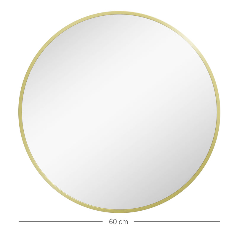 Round Aluminium Frame Bathroom Mirror 70cm Ideal for Modern Interiors Gold Tone