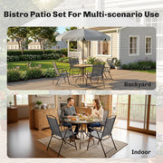 4 Seater Garden Dining Set with Foldable Chairs and Parasol for Outdoor Dining Dark Grey Outsunny